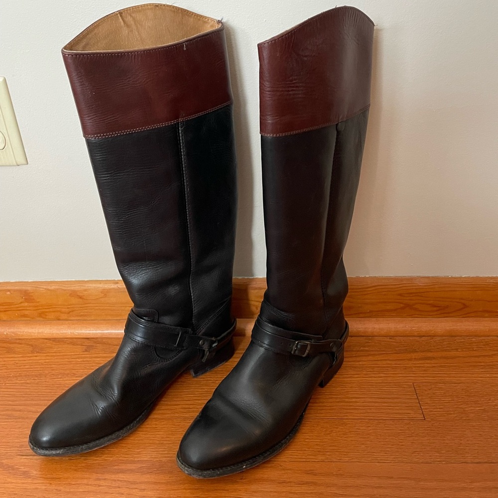 Frye two toned riding boots